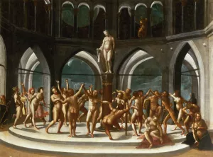 Dance around the Statue of Venus by Hans Bock The Elder Oil Painting