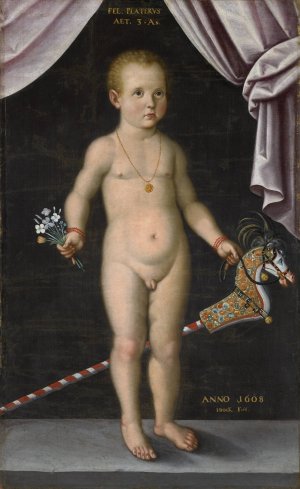 Portrait of the three-year-old Felix Platter II. by Hans Bock The Elder Oil Painting