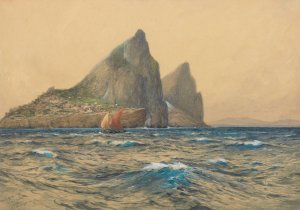 Blick auf Gibraltar von Bord der 'Hohenzollern' by Hans Bohrdt Oil Painting