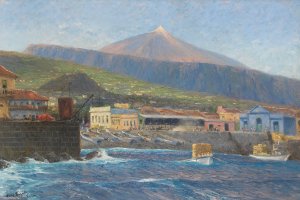 Blick vom Meer aus auf Pozo de Martianez, Puerto Orotava, Tenerife by Hans Bohrdt Oil Painting