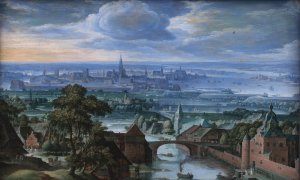 Landscape with a View of Antwerp by Hans Bol Oil Painting