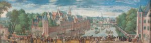 The Goose Game on the Vijvar at the Hague by Hans Bol Oil Painting
