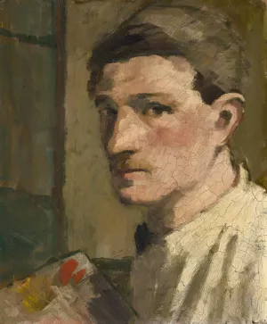 Self-Portrait with Palette by Hans Bruhlmann Oil Painting