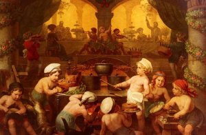Das Grosse Festmahl by Hans Brunner Oil Painting
