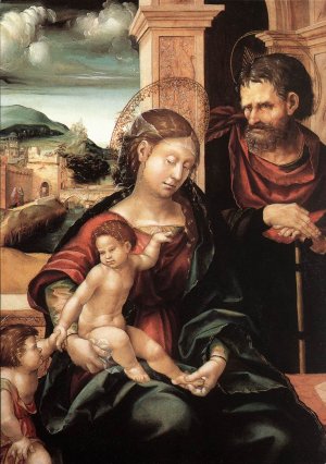 Holy Family with the Child St John by Hans Burgkmair Oil Painting