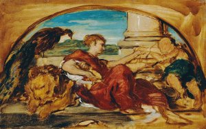 Allegorische Figur mit LOwe und Pfau by Hans Canon Oil Painting