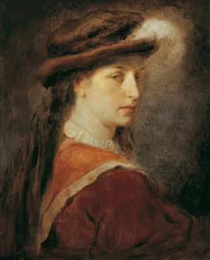 Dame Mit Federhut by Hans Canon Oil Painting