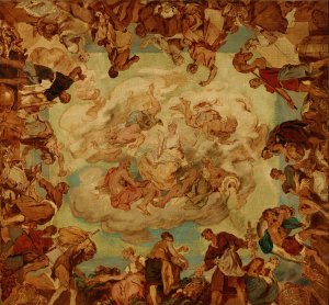Die Fruchtbarkeit, umgeben von den vier Elementen by Hans Canon Oil Painting