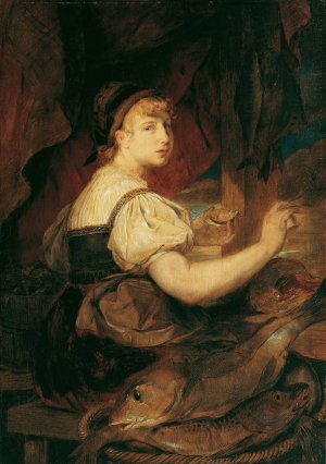 Fischverkauferin by Hans Canon Oil Painting
