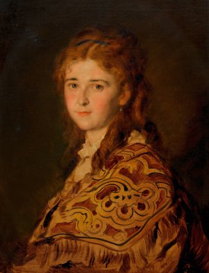 Junge Frau mit turkischem Schal by Hans Canon Oil Painting