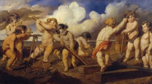 Putting while building a railway by Hans Canon Oil Painting