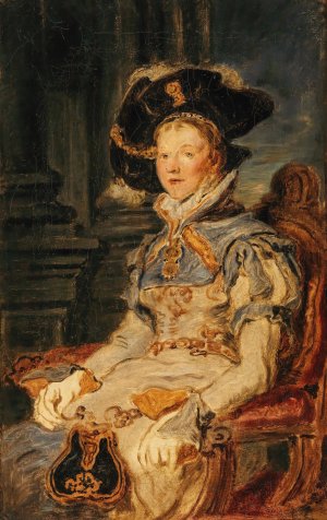 Sketch for a Portrait of a Woman in Renaissance Costume by Hans Canon Oil Painting