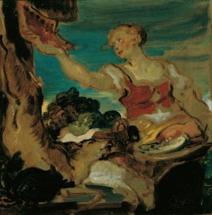 Wildbretverkauferin by Hans Canon Oil Painting