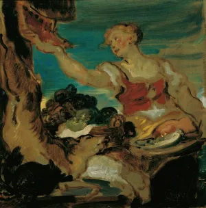 Wildbretverkauferin by Hans Canon Oil Painting
