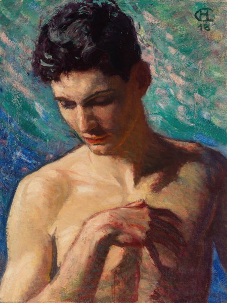Portrat eines jungen Mannes  by Hans Christiansen - Hand-Painted Oil Painting Reproduction