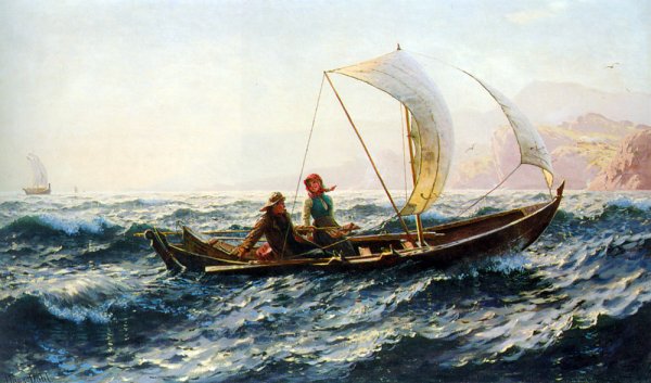 Main Product Photo of A Blustery Crossing Painting by Hans Dahl