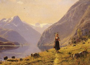 By The FJord by Hans Dahl Oil Painting