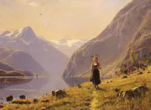 By The FJord by Hans Dahl Oil Painting