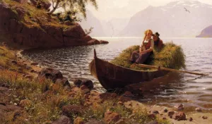 In Calm Waters also known as In Stiller Bucht by Hans Dahl - Oil Painting Reproduction
