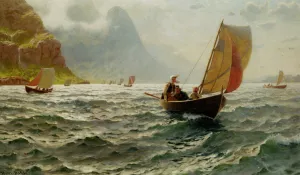 Pa Solfylte Bolger by Hans Dahl Oil Painting