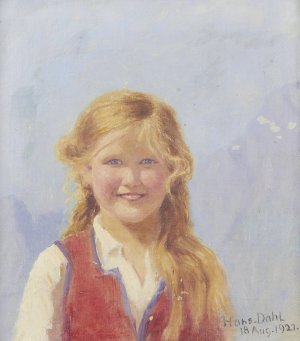 Portrait Of A Young Girl by Hans Dahl Oil Painting
