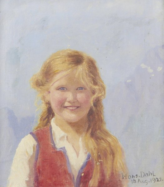 Portrait Of A Young Girl  by Hans Dahl - Hand-Painted Oil Painting Reproduction