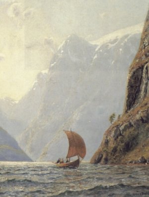 Sailing in a Fjord Oil painting by Hans Dahl