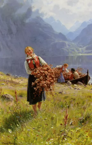 Sommerdag Ved En Norsk Fjord by Hans Dahl Oil Painting