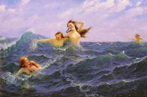 The Daughters of Ran by Hans Dahl - Oil Painting Reproduction