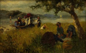 The Picnic by Hans Dahl Oil Painting