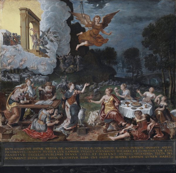 An Allegory of the Wise and the Foolish Virgins  by Hans Eworth - Hand-Painted Oil Painting Reproduction