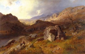 Lledr Valley in Wales by Hans Fredrik Gude Oil Painting