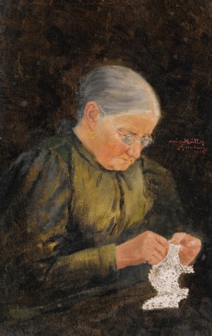 Portrait of The Artist's Mother by Hans Gantner Oil Painting
