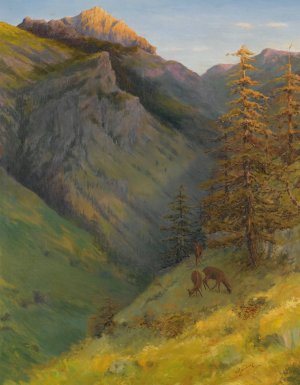 The Augustenberg From The Malbuntal Valley by Hans Gantner Oil Painting