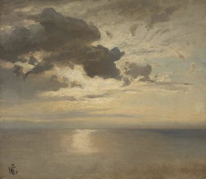 Cloud Study over the Sea by Hans Gude Oil Painting