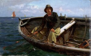 Fisherman from Rugen by Hans Gude Oil Painting