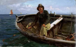 Fisherman from Rugen by Hans Gude Oil Painting
