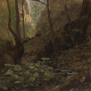 Forest Study by Hans Gude Oil Painting