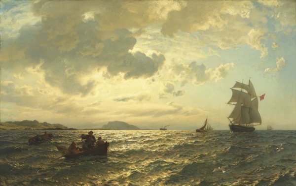 Main Product Photo of Fresh Breeze on the Norwegian Coast  Painting by Hans Gude
