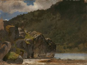 From Kvamsoy in the Sognefjord by Hans Gude Oil Painting