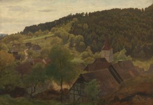 Landscape from Ebersteinburg in Baden by Hans Gude Oil Painting
