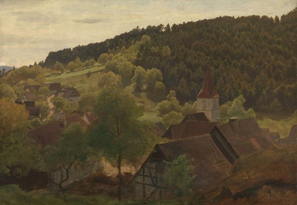 Main Product Photo of Landscape from Ebersteinburg in Baden  Painting by Hans Gude