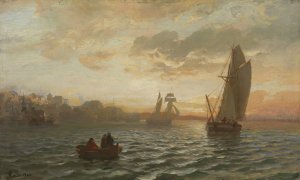 View from the Oslofjord by Hans Gude Oil Painting