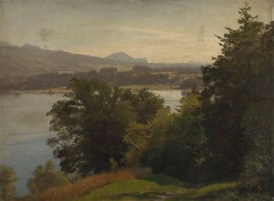 View of the Mondsee by Hans Gude Oil Painting