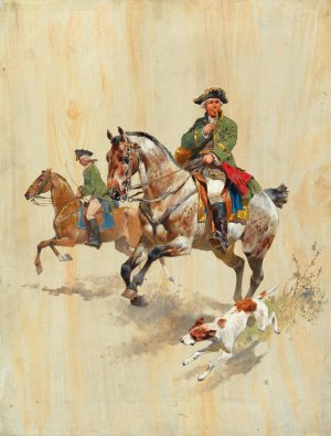 Aufbruch zur Jagd by Hans Haag Oil Painting