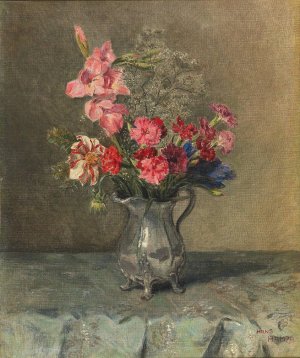 Blumen in Henkelkrug by Hans Hamza Oil Painting