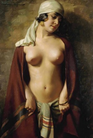 Oriental Nude by Hans Hassenteufel Oil Painting
