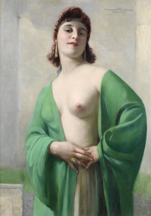 Portrait of a red-haired lady by Hans Hassenteufel Oil Painting