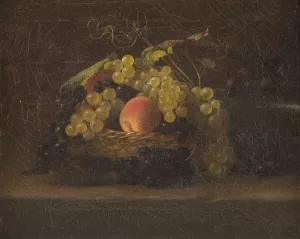 Fruit still life with sparrows Oil painting by Hans Heinrich Jurgen Brandes