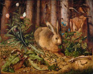 A Hare in the Forest by Hans Hoffmann Oil Painting